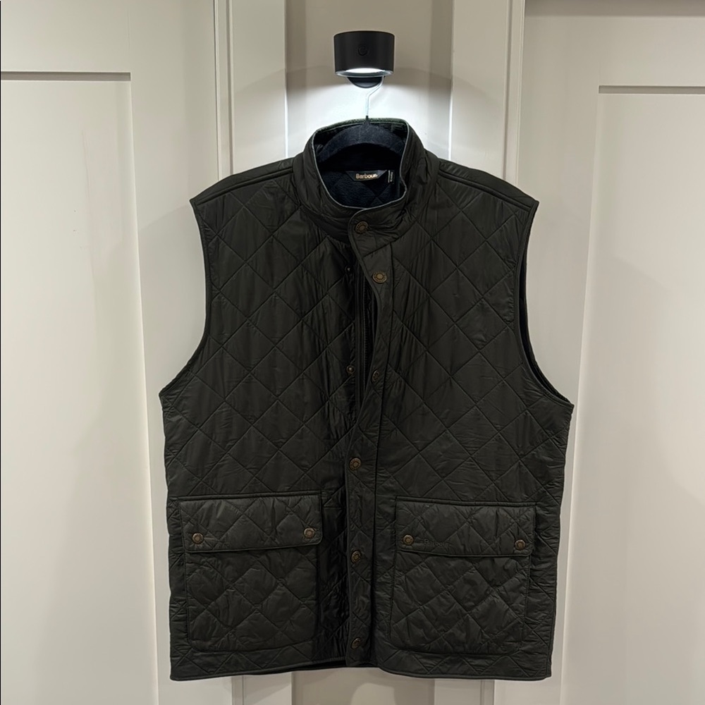 Barbour Green Quilted Vest Sleeveless Insulated
